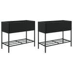 ZNTS Garden Planters with Shelf 2 pcs Black 90x40x75 cm Poly Rattan 3210507