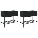 ZNTS Garden Planters with Shelf 2 pcs Black 90x40x75 cm Poly Rattan 3210507