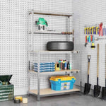 ZNTS 5-Layer Work Table with Shelves Silver Steel&Engineered Wood 152875