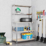 ZNTS 5-Layer Work Table with Shelves Silver Steel&Engineered Wood 152875