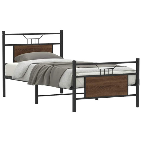 Bed Frame without Mattress Brown Oak 75x190 cm Small Single Engineered Wood 4106849