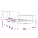 Metal Bed Frame without Mattress with Footboard White 90x200cm 352540