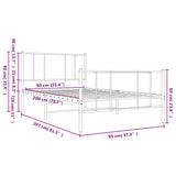 Metal Bed Frame without Mattress with Footboard White 90x200cm 352540