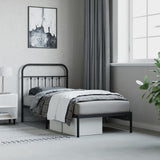 Metal Bed Frame without Mattress with Headboard Black 90x190cm 352570