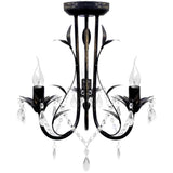 Art Nouveau Style Black Chandelier Crystal Beads 3xE14 Bulbs 241385