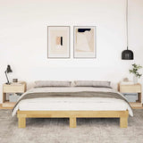 Bed Frame without Mattress 200x200 cm Solid Wood Oak 3324133