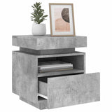 Bedside Cabinet with LED Lights Concrete Grey 40x39x48.5 cm 836790