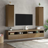Wall Cabinets 2 pcs Honey Brown 30x30x100 cm Solid Pinewood 813512