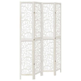Room Divider 4 Panels White Solid Wood Paulownia 358740