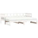 ZNTS Daybed with Trundle without Mattress White 90x190 cm Single Solid Wood 836211