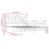Metal Bed Frame without Mattress with Footboard White 150x200cm 353606