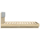 Bed Frame with LED without Mattress Sonoma Oak 135x190 cm Double 3210047