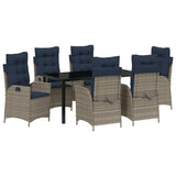 Garden Dining Set with Cushion 7 pcs Grey and Black Rattan 3380579