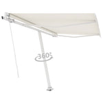 ZNTS Freestanding Manual Retractable Awning 350x250 cm Cream 3069517