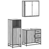 ZNTS 3 Piece Bathroom Furniture Set Grey Sonoma Engineered Wood 3300958