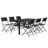 Garden Dining Set Grey Powder-coated steel 7 Piece Foldable 3102919