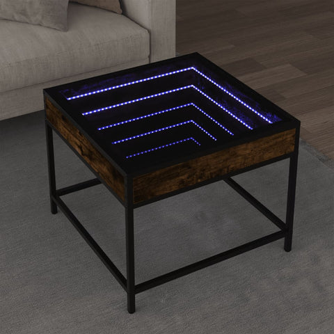 ZNTS Coffee Table with Infinity LED Smoked Oak 50x50x41 cm 847679