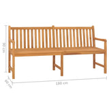 Garden Bench Warm Brown Solid Teak Wood 180 cm long bench Durable 316632
