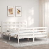 Bed Frame without Mattress White King Size Solid Wood 3193992