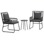 Garden Dining Set 3 pcs Black and Anthracite Poly rattan, steel 42010350