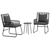 Garden Dining Set 3 pcs Black and Anthracite Poly rattan, steel 42010350