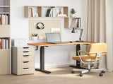 Desk Black and Light Brown 140 x 60 cm Solid Oak Wood 3426554