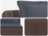 7-Seater Garden Sofa with Cushions Rattan Look PP Brown 3444165