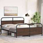 Metal Bed Frame without Mattress Brown Oak 150x200 cm King Size 3318663