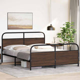 Metal Bed Frame without Mattress Brown Oak 150x200 cm King Size 3318663
