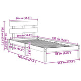 Bed Frame with Headboard Brown 90 x 190 cm Solid Pine wood 872145
