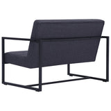 2-Seater Sofa with Armrests Dark Gray Steel and Fabric 282271