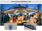 3 Cantilever Banana Parasol Hanging Umbrella with Double Roof, LED Solar lights, Crank, 8 Sturdy T3398P315451