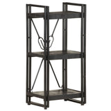 Bookcase Black Solid mango wood and powder-coated steel Medium 320625