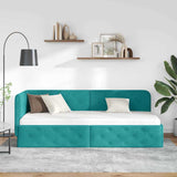 Corner Bed Frame with Headboard Turquoise 80 x 200 cm Velvet 42016521