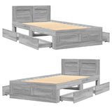 Bed Frame with Headboard without Mattress Grey Sonoma 75x190 cm Small Single 3295623