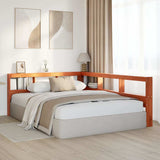 Bookcase Headboard L-Shaped Wax Brown 140 cm Solid Wood Pine 859282