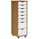 Rolling Cabinet with Drawers MOSS Honey Brown Solid Wood Pine 4015787