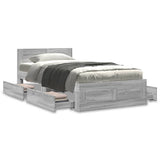 Bed Frame with Headboard without Mattress Concrete Grey 100x200 cm 3295579