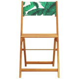 3 Piece Bistro Set Leaf Pattern Fabric and Solid Wood 3281752
