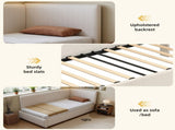 Upholstered bed, 3ft single bed 90190cm, Modern Corduroy Youth Bed, With wooden Slats, With side N604P473672B