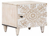 Bedside Cabinet White 40 x 33.5 x 46 cm Solid Mango Wood 4018364