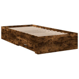 Bed Frame Smoked oak Engineered wood and Plywood Single Bed Frame 3280423