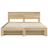 Bed Frame Sonoma Oak 200 x 200 cm Engineered Wood 3408727