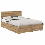 Bed Frame with Drawer Artisan Oak 140 x 190 cm Engineered Wood 3412381
