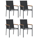 ZNTS 5 Piece Garden Dining Set Black Textilene and Steel 3187037