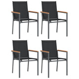 ZNTS 5 Piece Garden Dining Set Black Textilene and Steel 3187037
