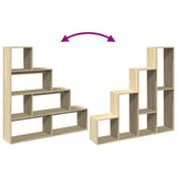 Room Divider Bookcase 4-Tier Sonoma Oak 143.5x29x143.5 cm Engineered Wood 857996