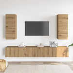 4 Piece TV Cabinet Set Wall-mounted Artisan Oak Engineered Wood 3329018