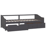 3-Seater Day Bed without Mattress Grey Solid Pinewood 90x200cm 322173