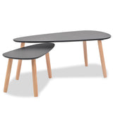 244732 Coffee Table Set 2 Pieces Solid Pinewood Black